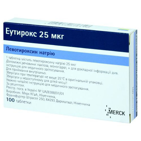 Еутирокс таблетки 25мкг №100